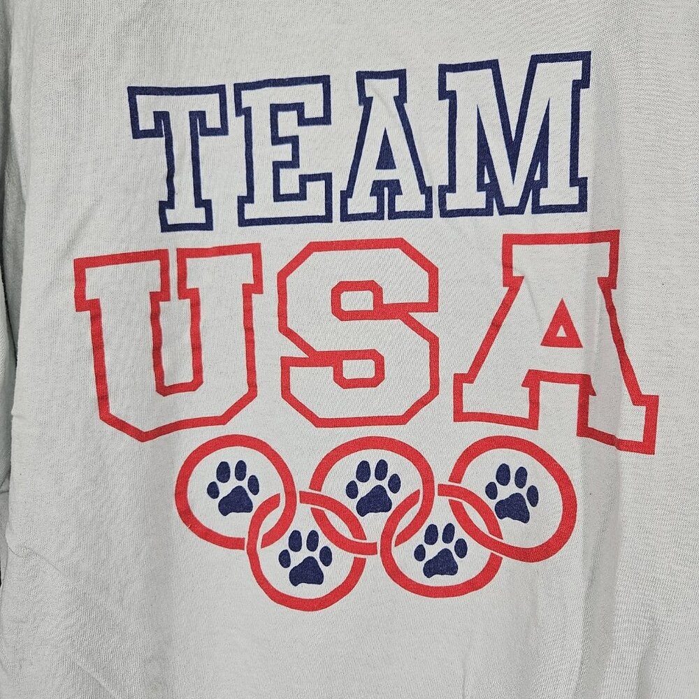 Vintage Team USA Shirt Mens Extra Large White Ringer Olympic Paw Print 90s Anvil